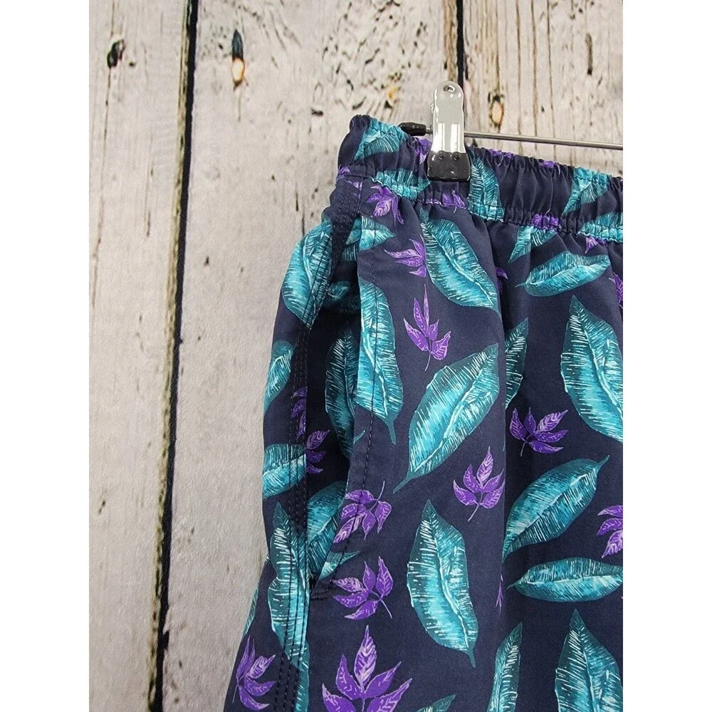 BLUEMINT Men's Large(?) Light Fabric Swim Shorts Blue Feather Print Trunks EUC‎